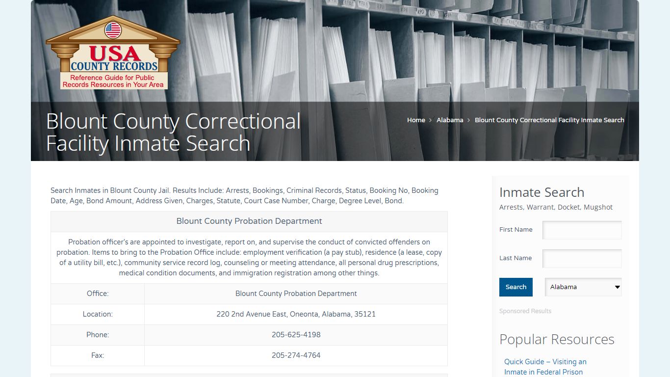 Blount County Correctional Facility Inmate Search | Name ...