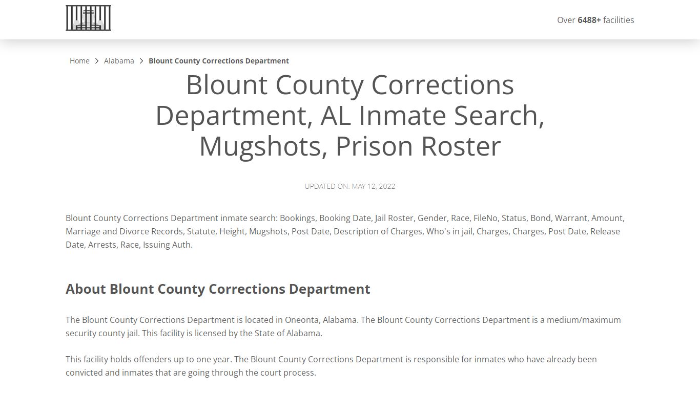 Blount County Corrections Department, AL Inmate Search ...